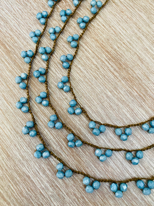 Denim Blue Crystal Droplet Necklace