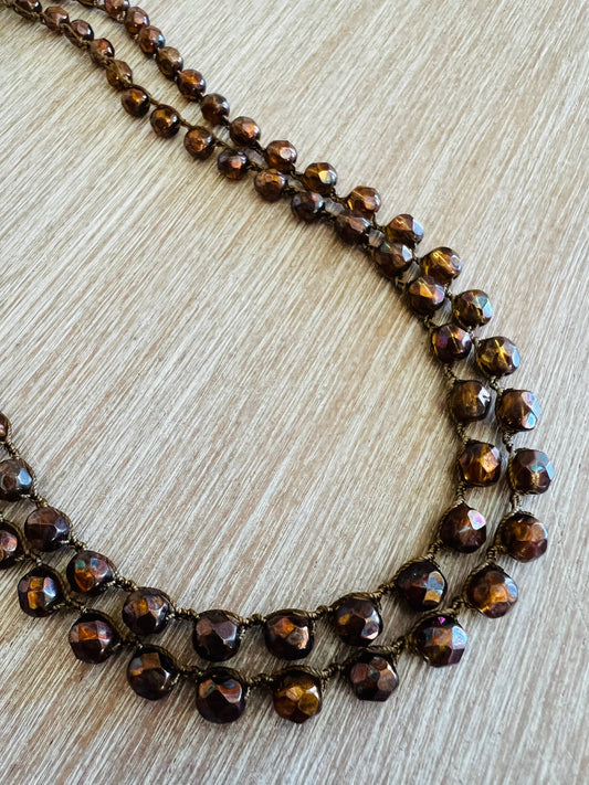 Earthy Cranberry Long Layering Necklace Can Wrap Or Double