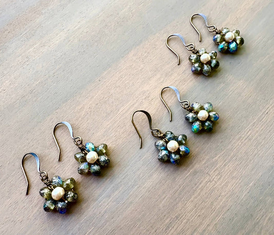 Beach Bloom Crystal Earrings In Smoke Shimmer