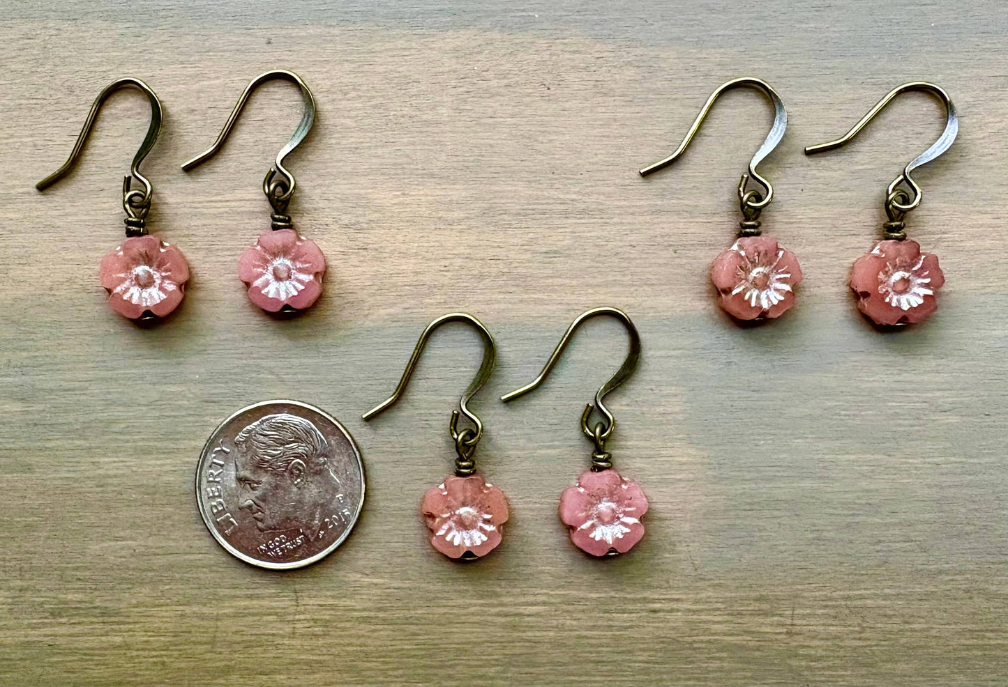 Antique Apricot Crystal Flower Earrings