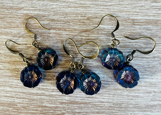 Indigo Flower Earrings