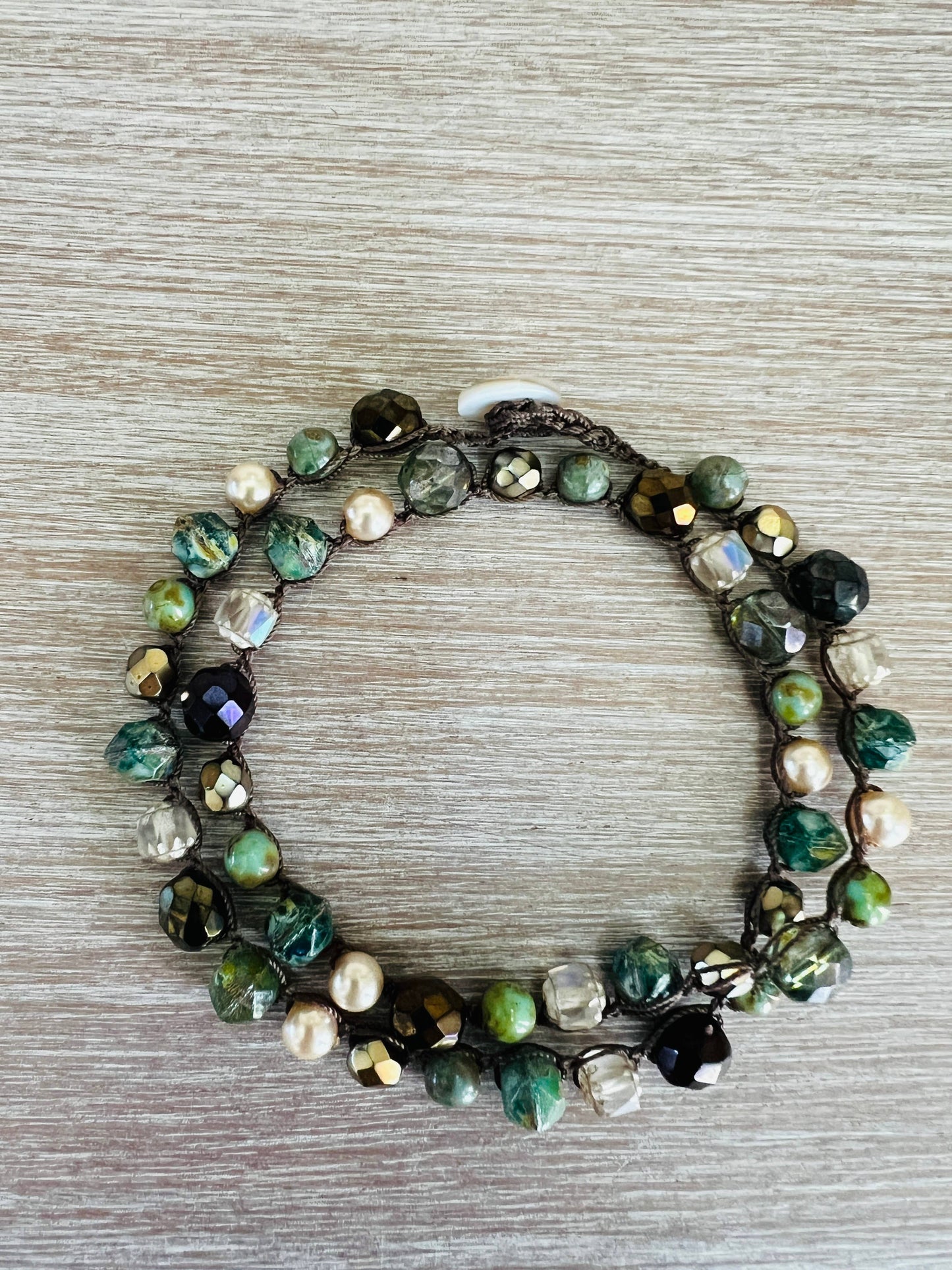 Colorado Forest Crocheted Necklace With Stones and Crystals