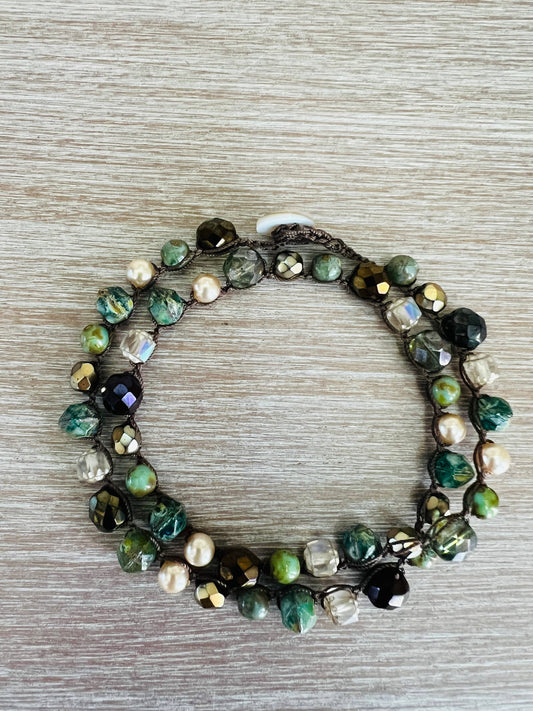 Colorado Forest Crocheted Necklace With Stones and Crystals