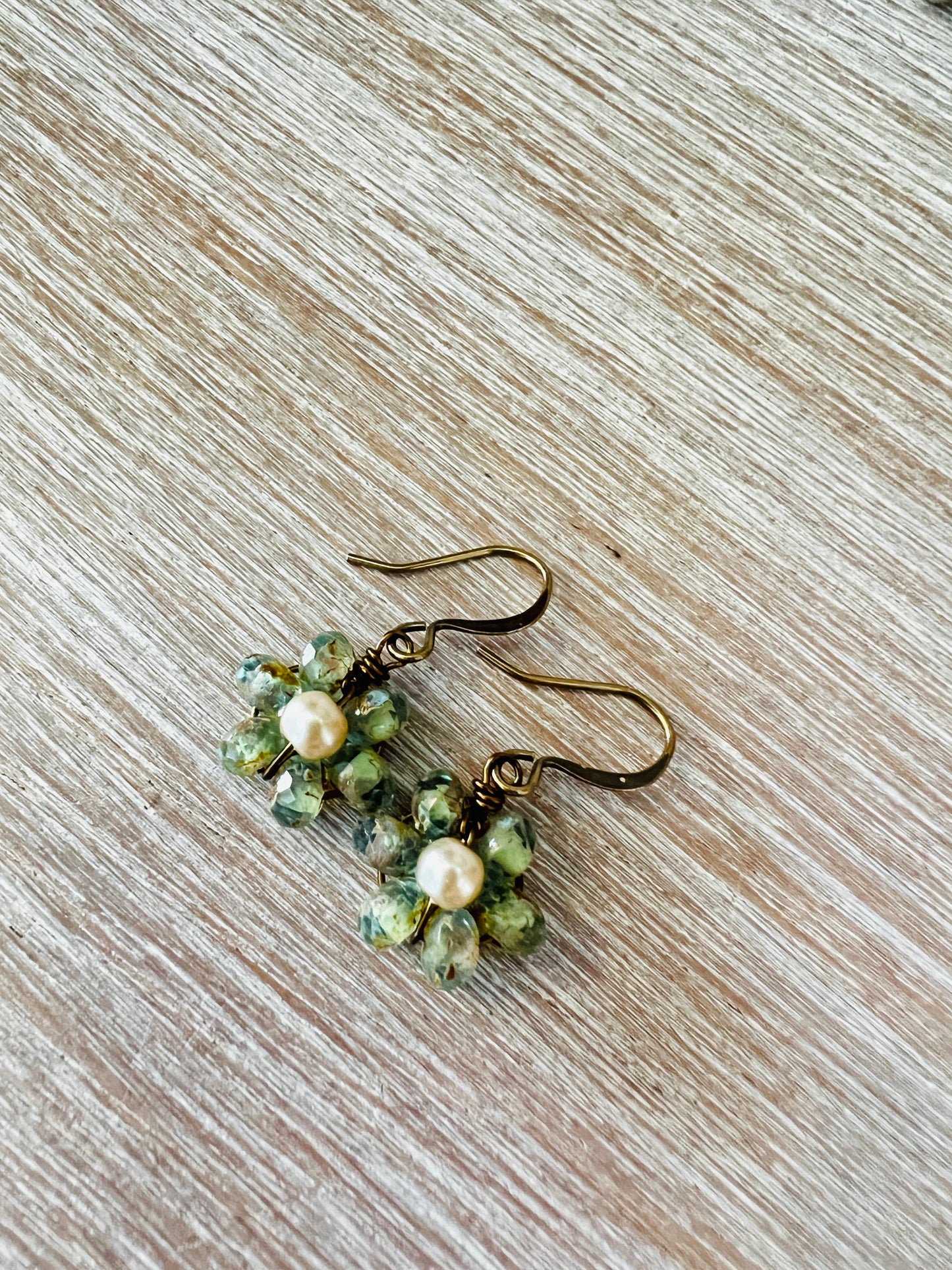 Beach Bloom Crystal Earrings In Celery Green