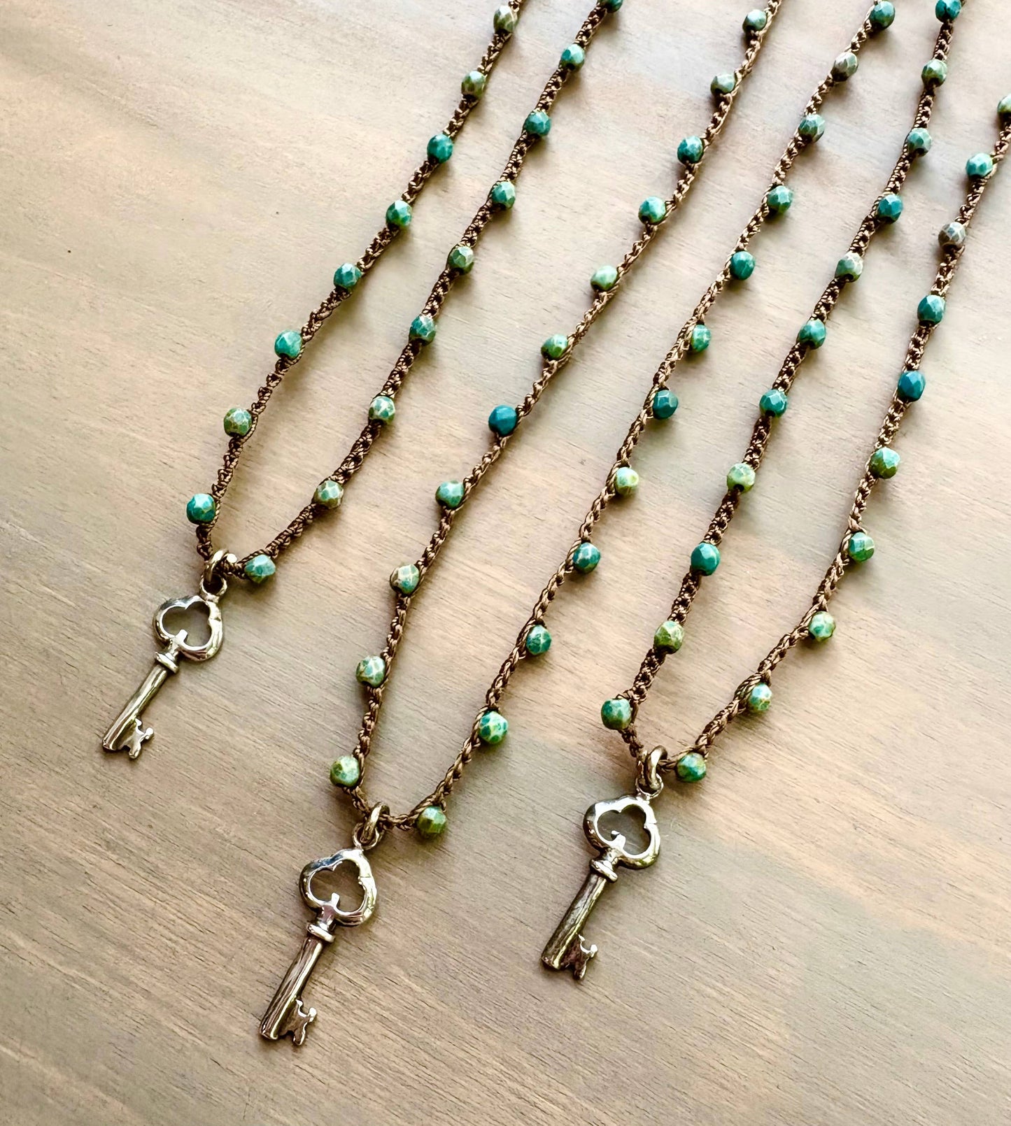 Dainty Sterling Silver Key Charm Crystal Necklace
