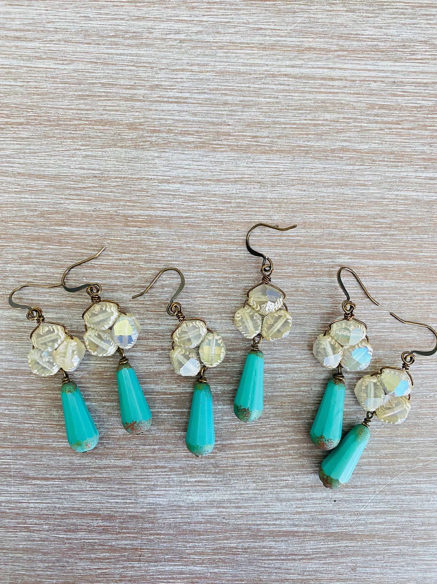 Vintage Style Beach Earrings In Deep Sea Aqua