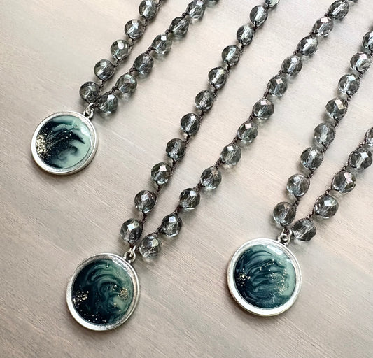 Watery Depths Portal Pendant Crocheted Necklace