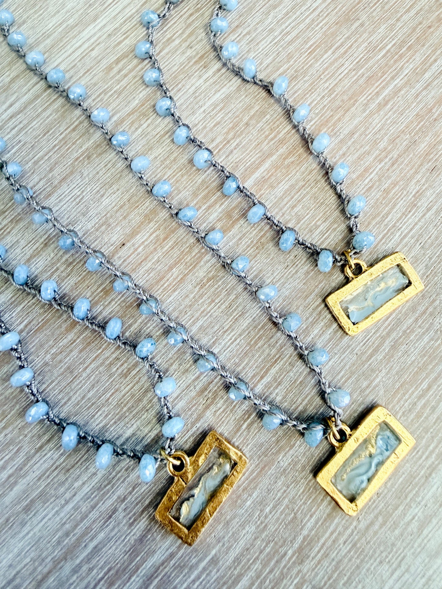 Frosty Seaside Landscape Charm Portal Necklace