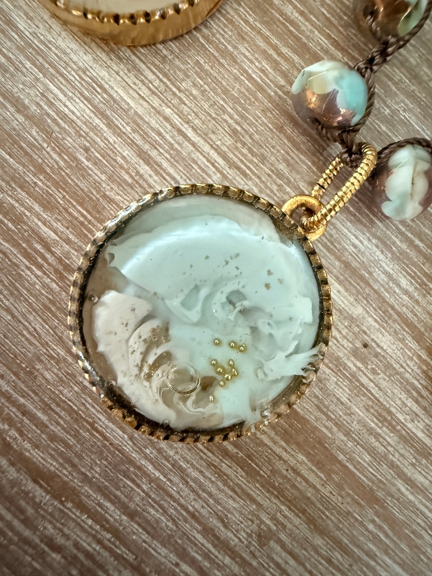 Lunar Surface Moon Portal Necklace With Crocheted Czech Crystal