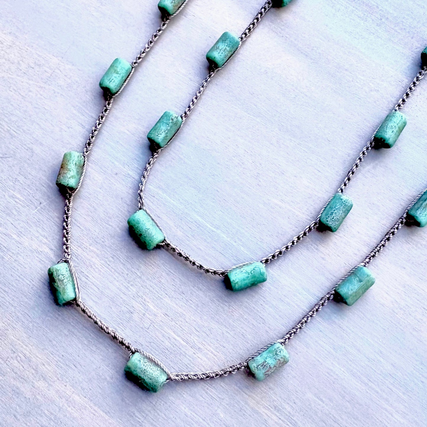 Rustic Forest Green Crocheted Layering Necklace