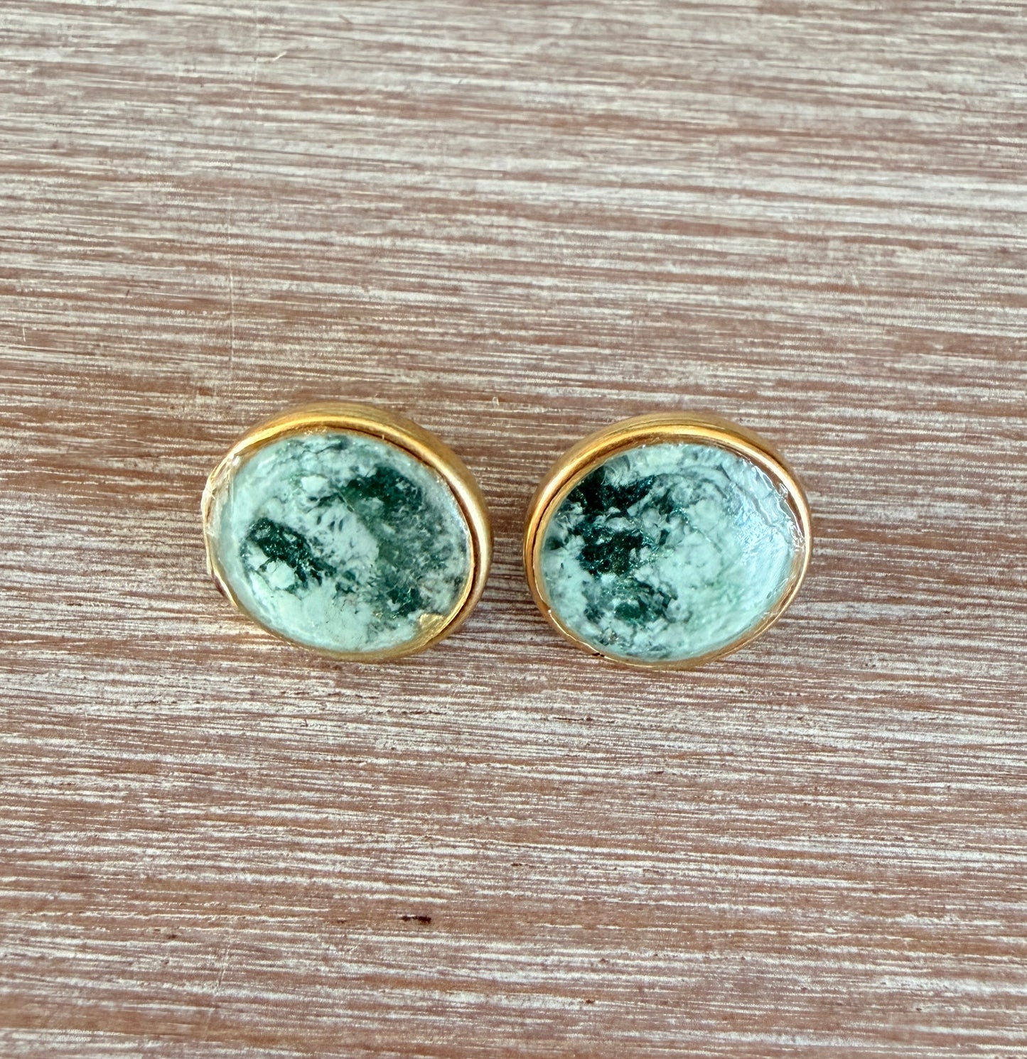 Sea Green Moss Portal Stud Earrings