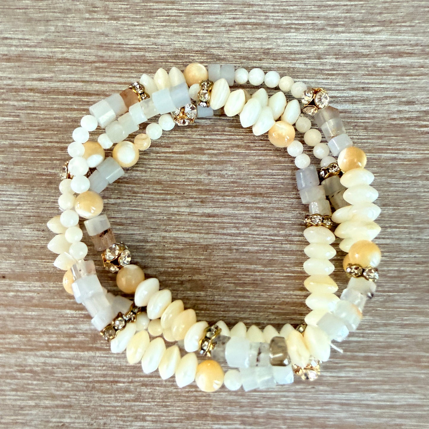 Mother Of Pearl Sandy Sparkle Stretch Bracelet