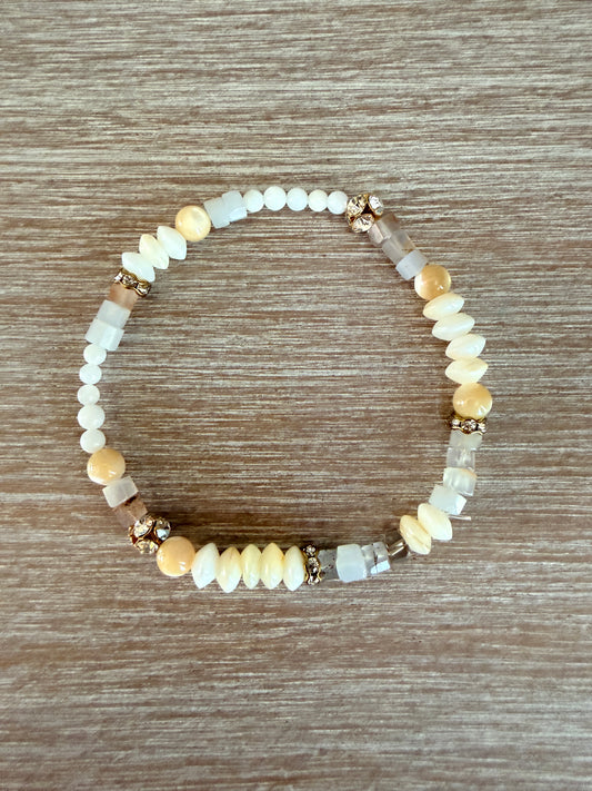 Mother Of Pearl Sandy Sparkle Stretch Bracelet