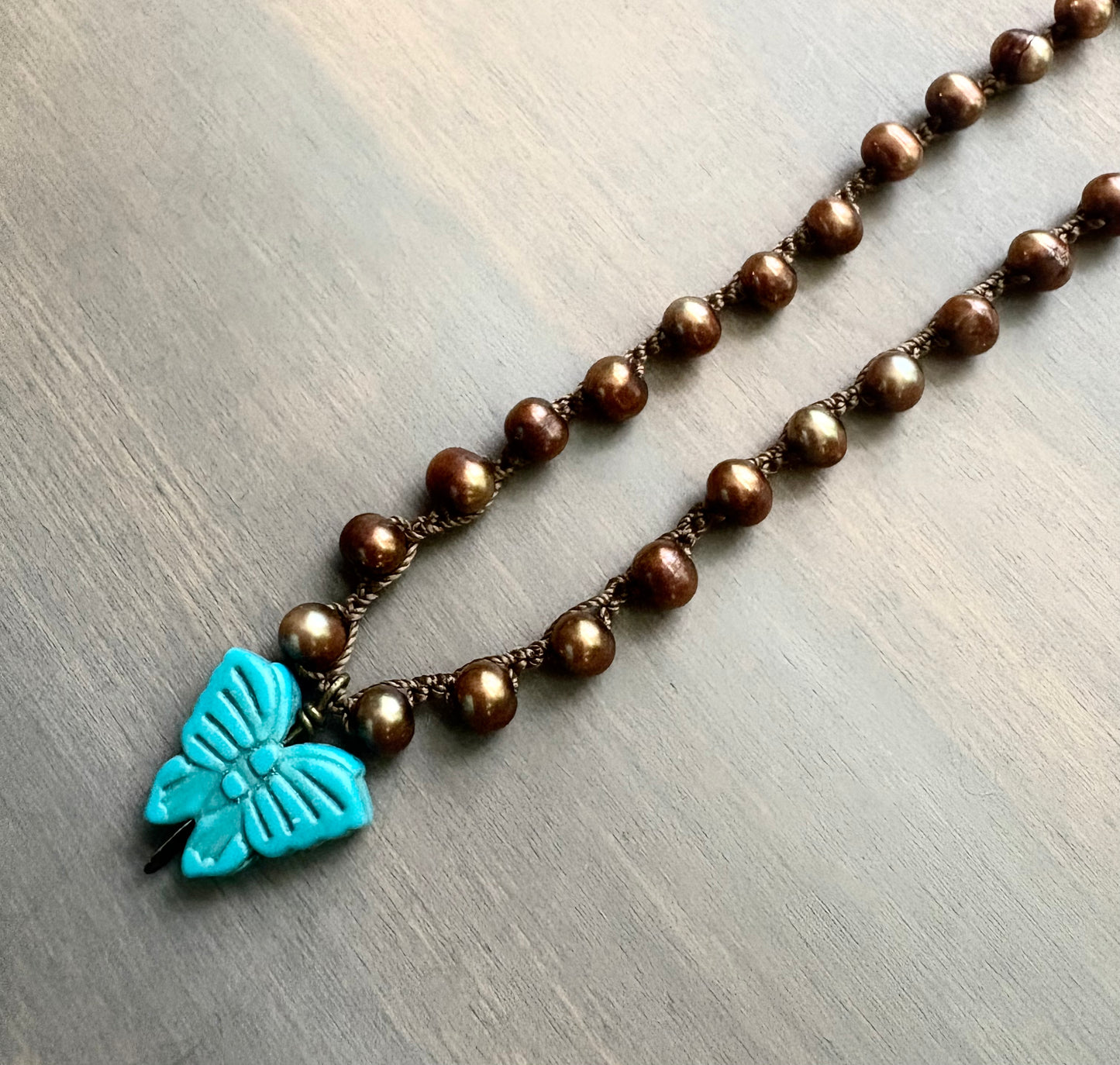 Freshwater Pearls with Turquoise Butterfly
