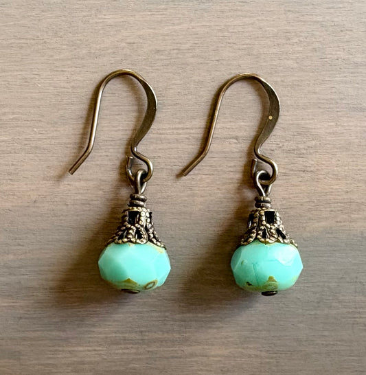 Earthen Beauty Simple Drop Earrings in Aqua