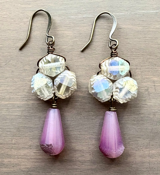 Vintage Style Beach Earrings In Raspberry