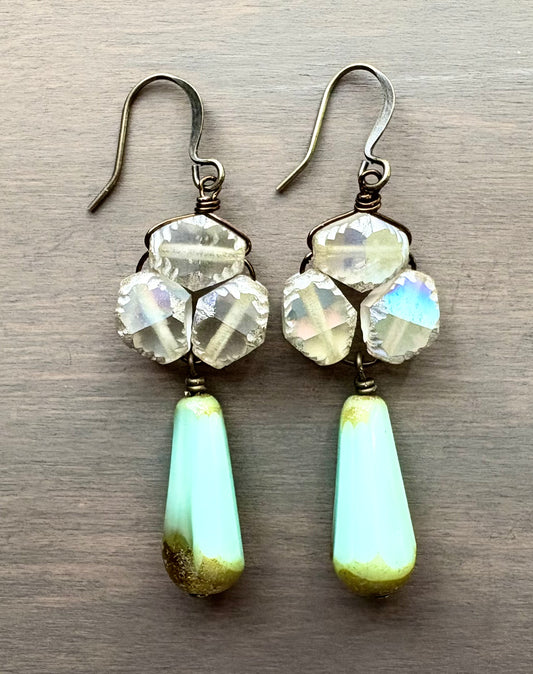 Vintage Style Beach Earrings In Soft Green