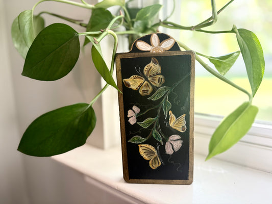 Yellow Butterfly Plaque, Original Painting
