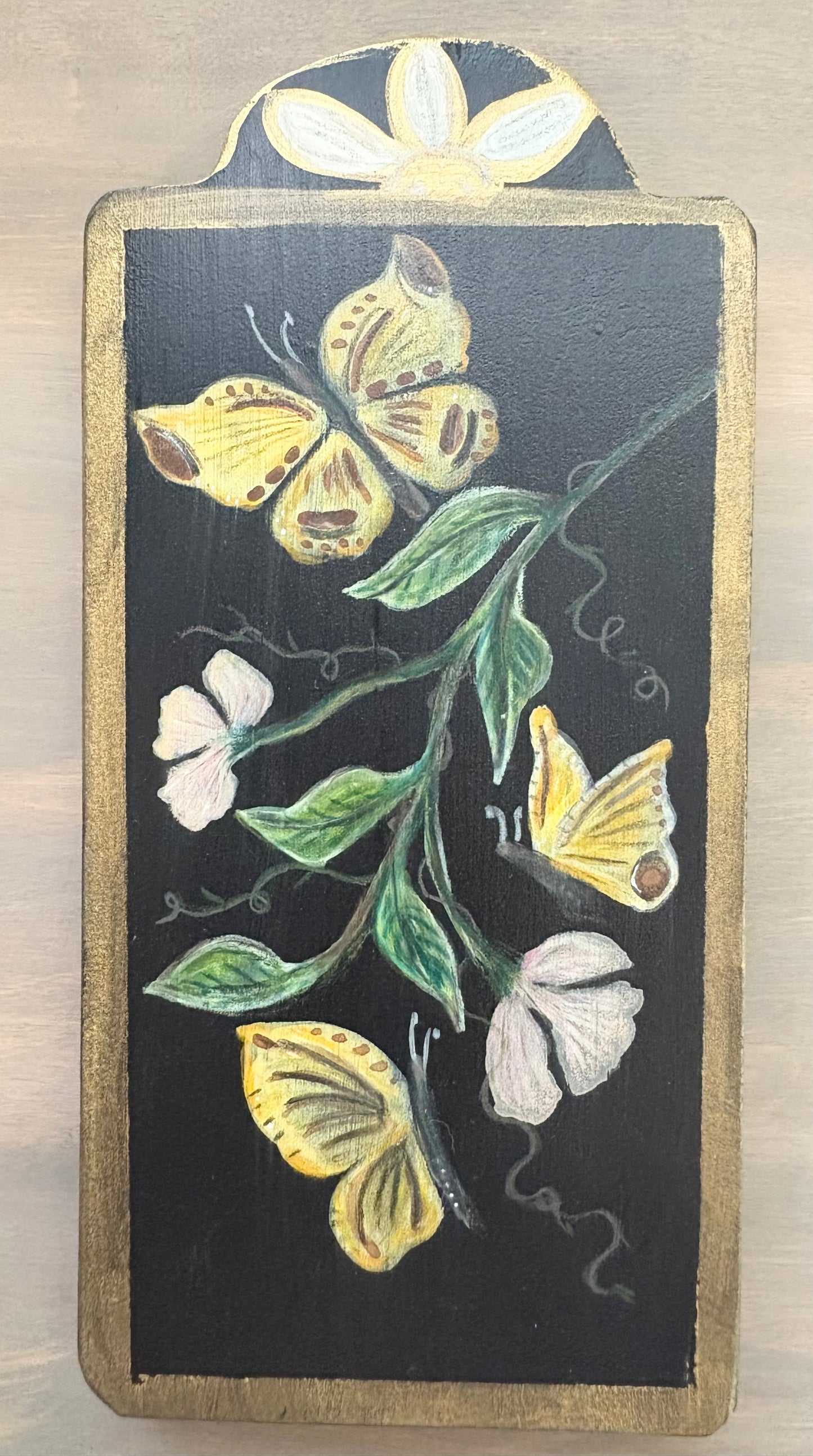 Yellow Butterfly Plaque, Original Painting