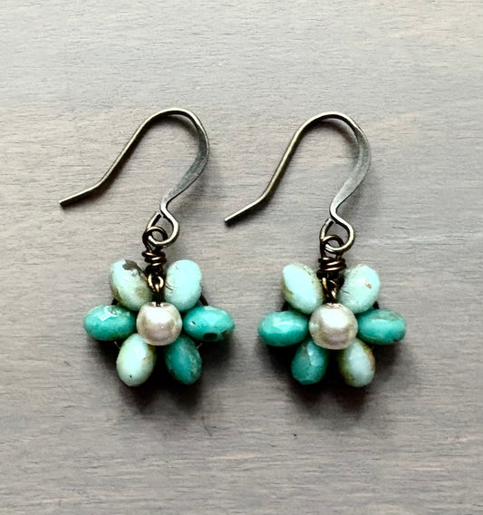 Beach Bloom Earrings In Aqua