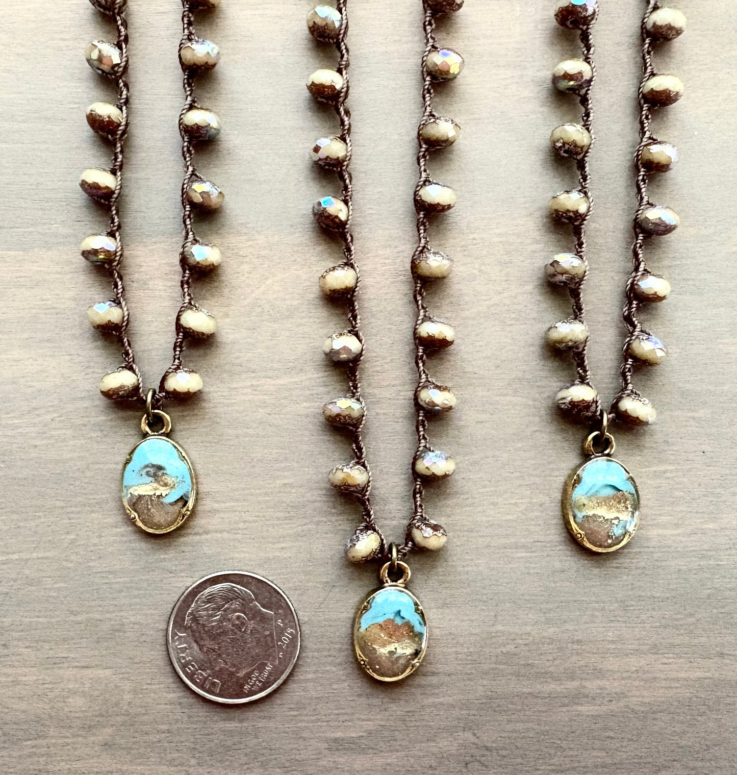 Sand Shimmer Portal Beach Day Necklace With Czech Crystal