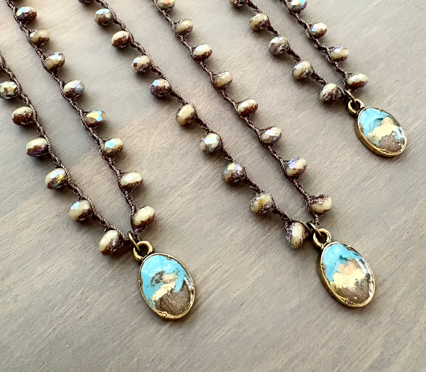 Sand Shimmer Portal Beach Day Necklace With Czech Crystal