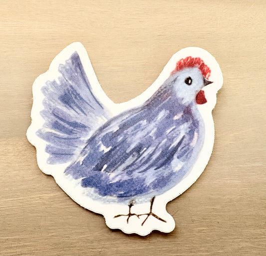 Blue French Hen Waterproof Sticker