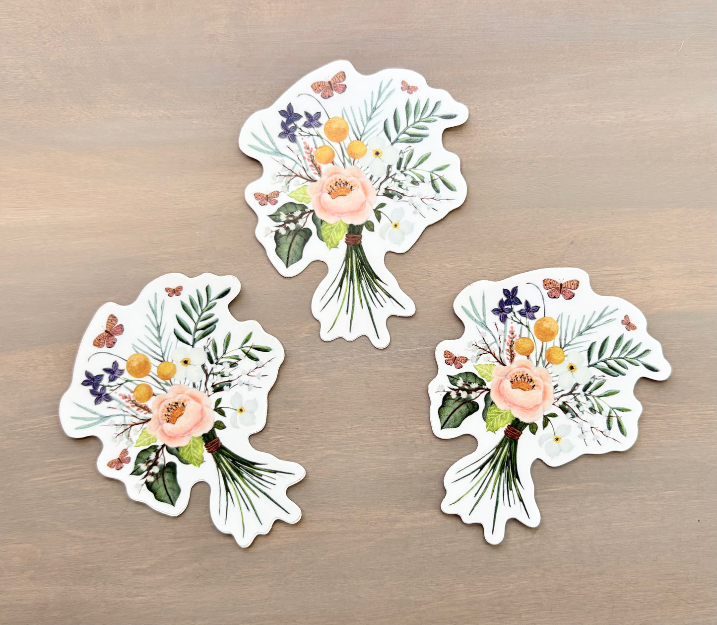Mountain Floral Butterfly Bouquet Waterproof Sticker