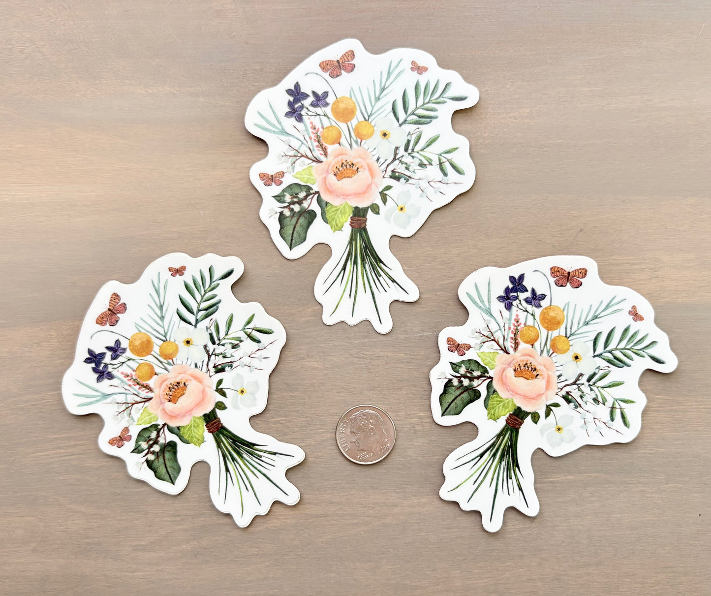 Mountain Floral Butterfly Bouquet Waterproof Sticker