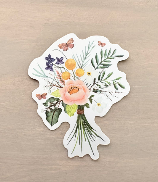 Mountain Floral Butterfly Bouquet Waterproof Sticker