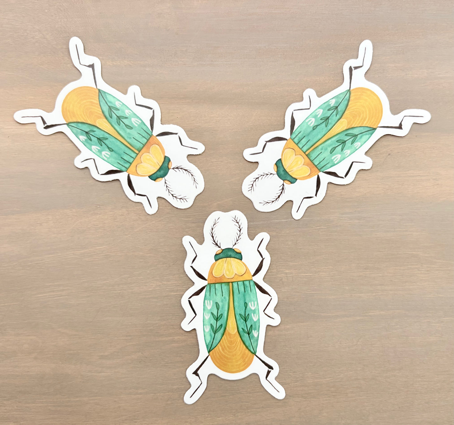 Golden Aqua Beetle Waterproof Sticker