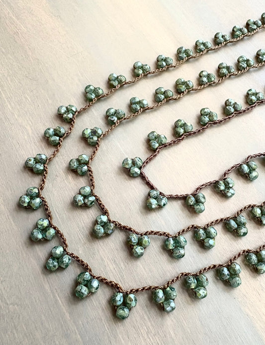 Crystal Droplet Necklace In Forest Green