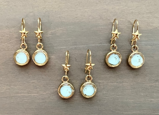 Speckled Blue Sky Portal Star Earrings