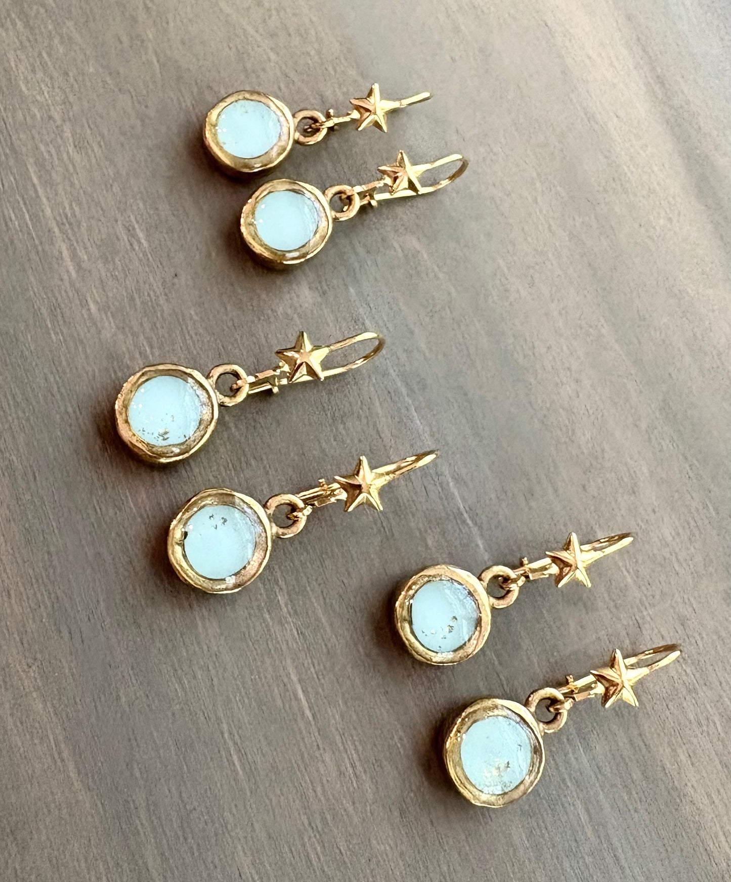Speckled Blue Sky Portal Star Earrings