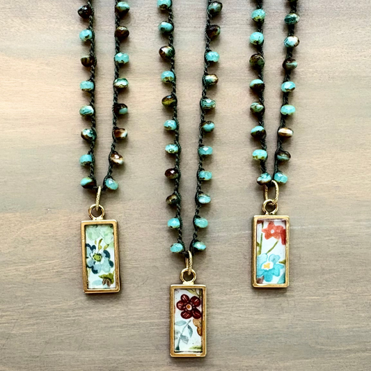Liberty of London Fabric Pendant on Czech Crystal