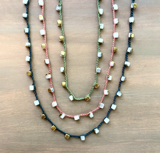 Geometric Layering Necklace in three colors