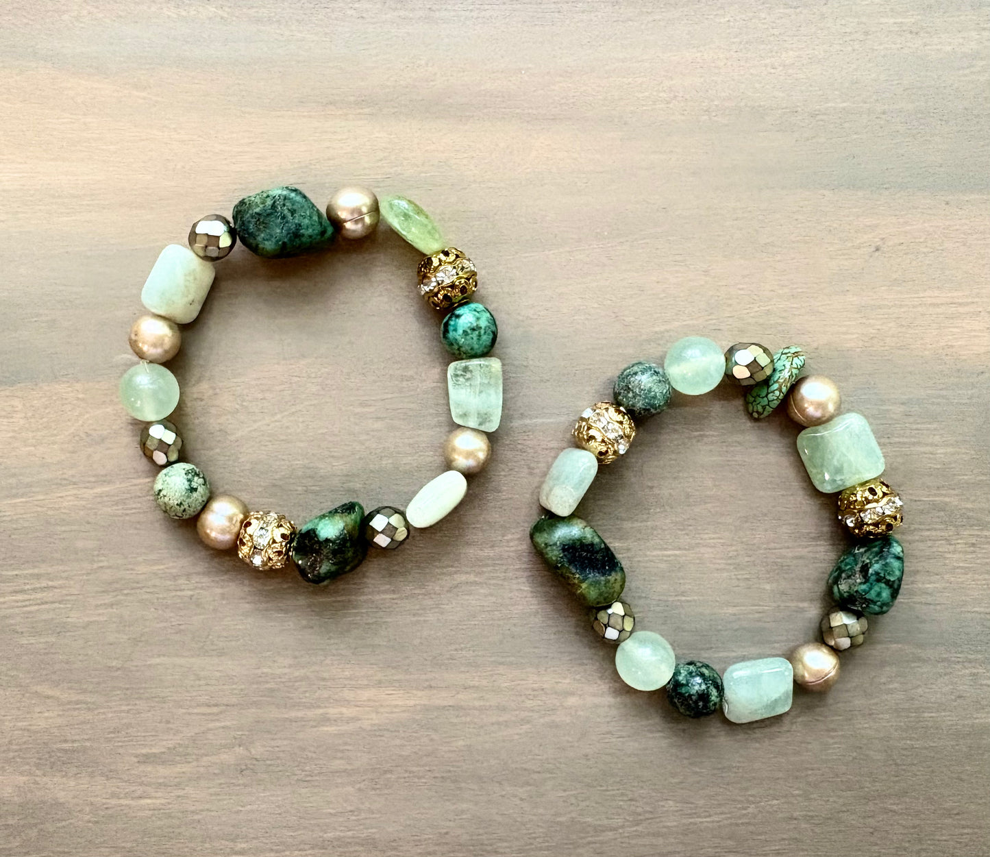 Turquoise and Aquamarine Stretchy Bracelet
