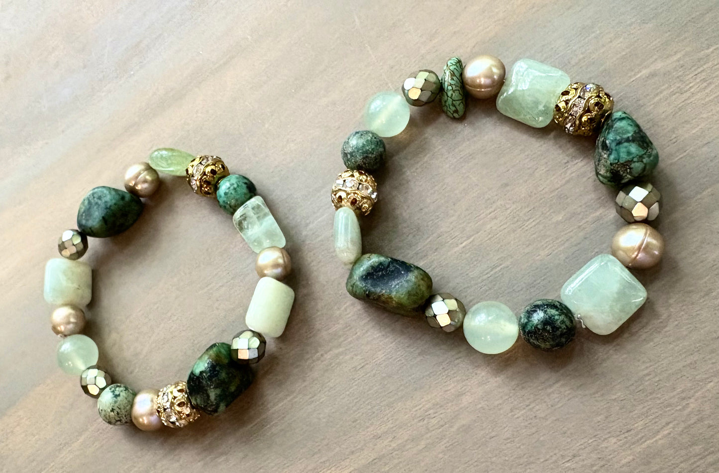 Turquoise and Aquamarine Stretchy Bracelet
