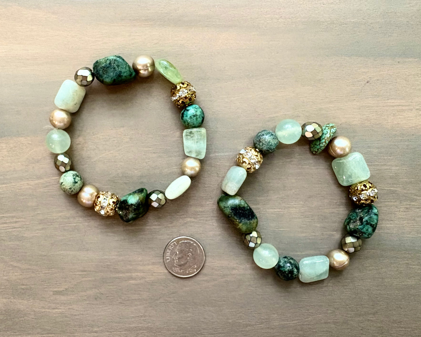 Turquoise and Aquamarine Stretchy Bracelet