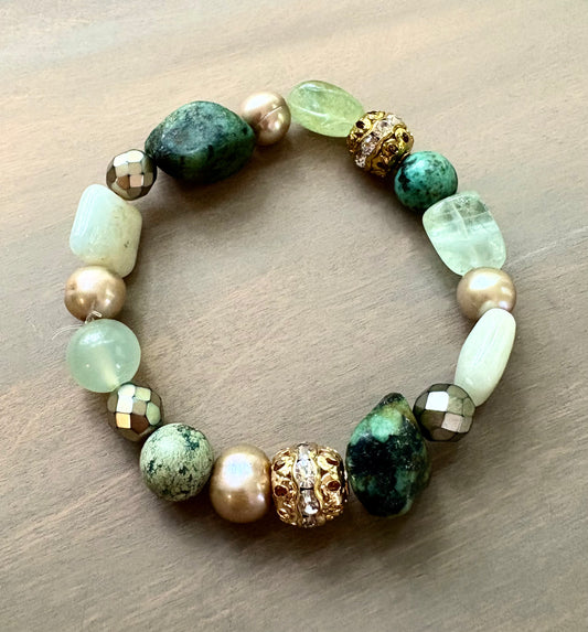 Turquoise and Aquamarine Stretchy Bracelet