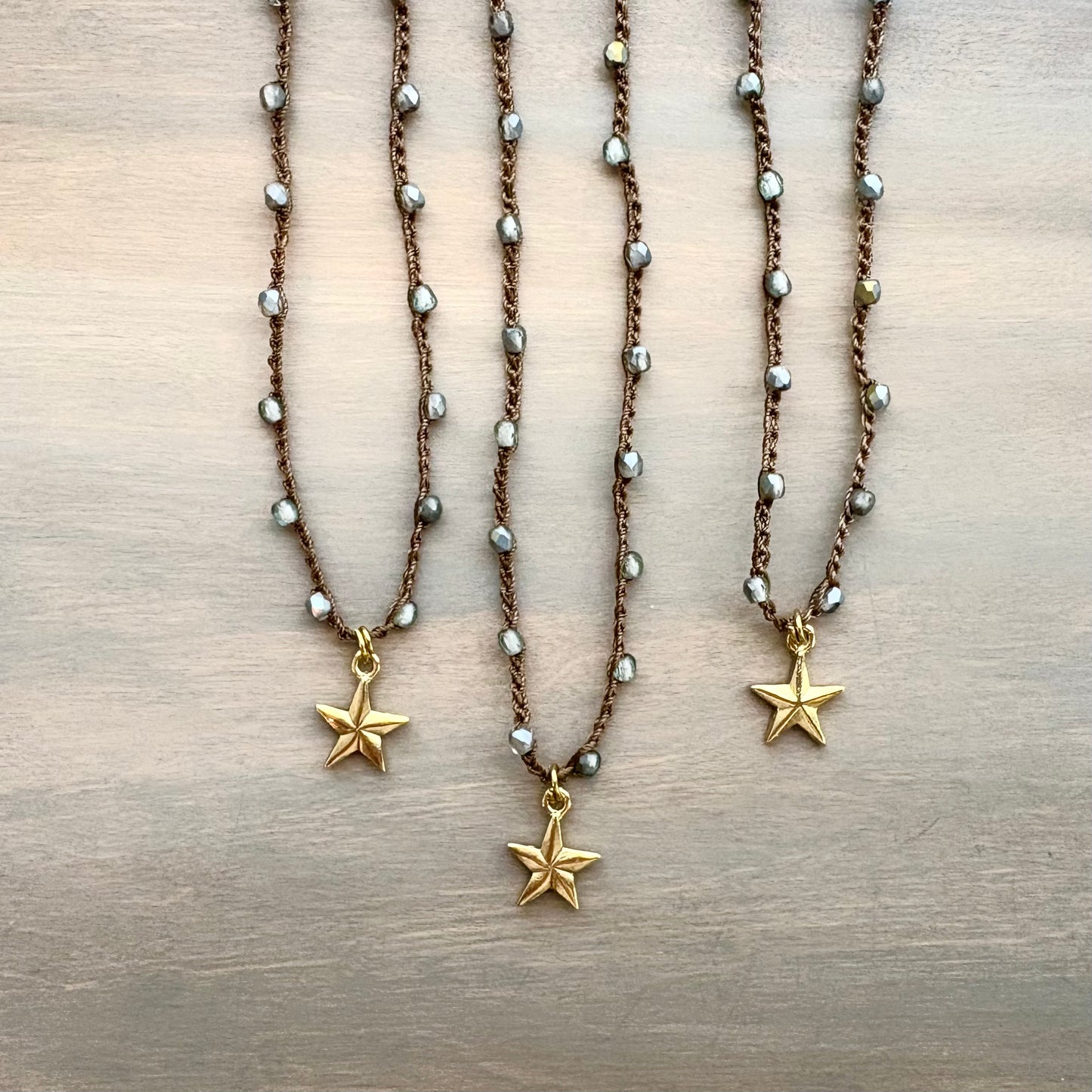 Shine Crocheted Necklace With Baby Star Pendant And Denim Crystal