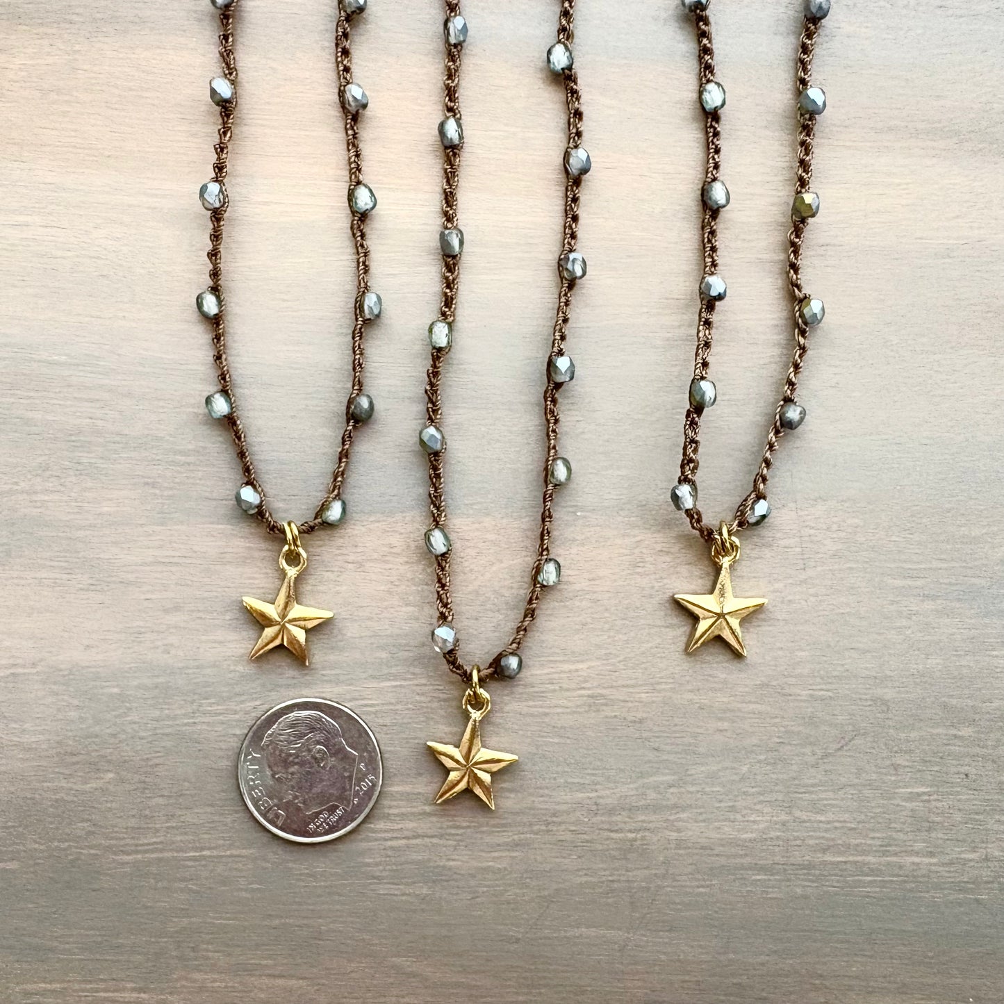 Shine Crocheted Necklace With Baby Star Pendant And Denim Crystal