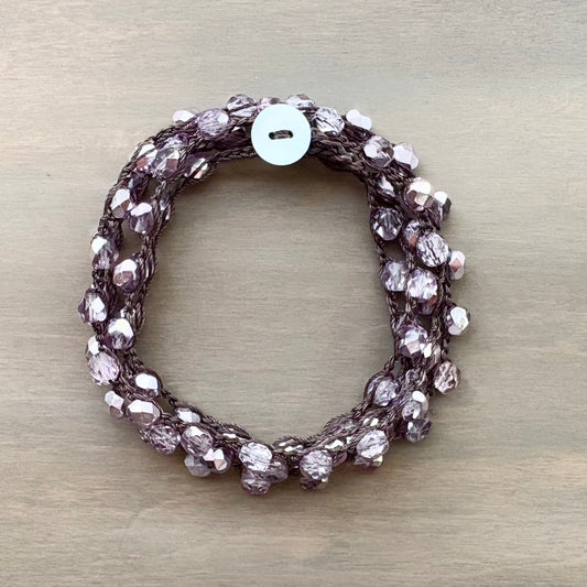 Long Icy Pale Pink Crystal Necklace To Wear Long or Wrapped