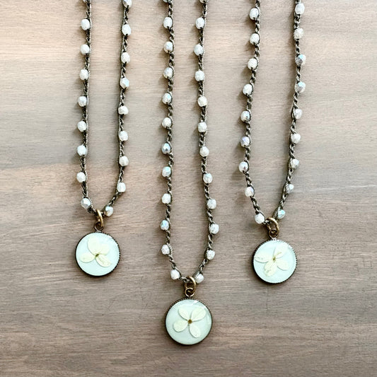 Hydrangea Sky Portal Pendant Necklace With Czech Crystal