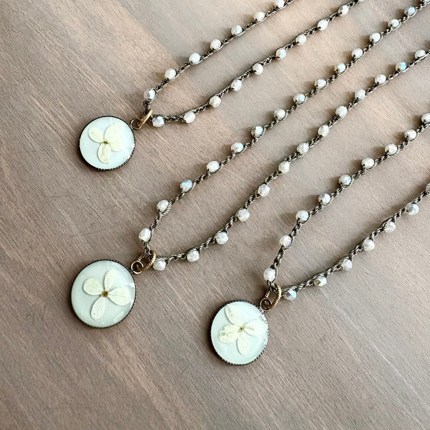 Hydrangea Sky Portal Pendant Necklace With Czech Crystal