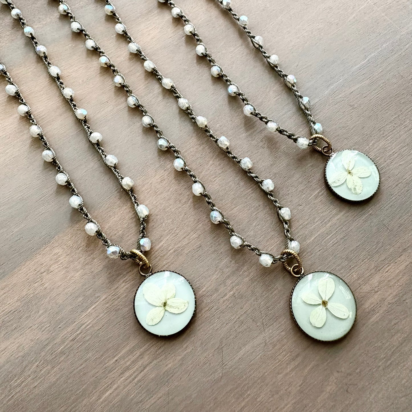 Hydrangea Sky Portal Pendant Necklace With Czech Crystal