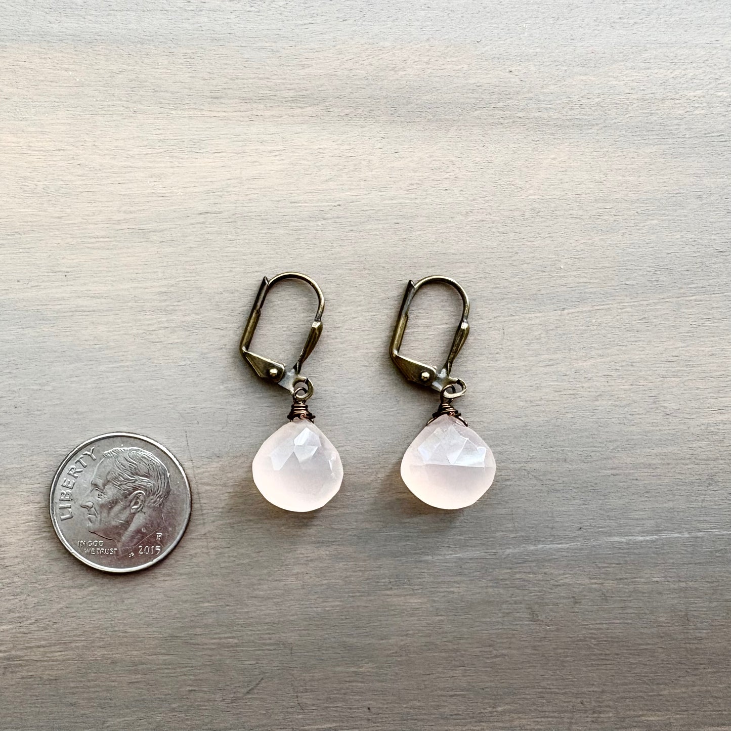 Faceted Peach Chalcedony Drop Earrings