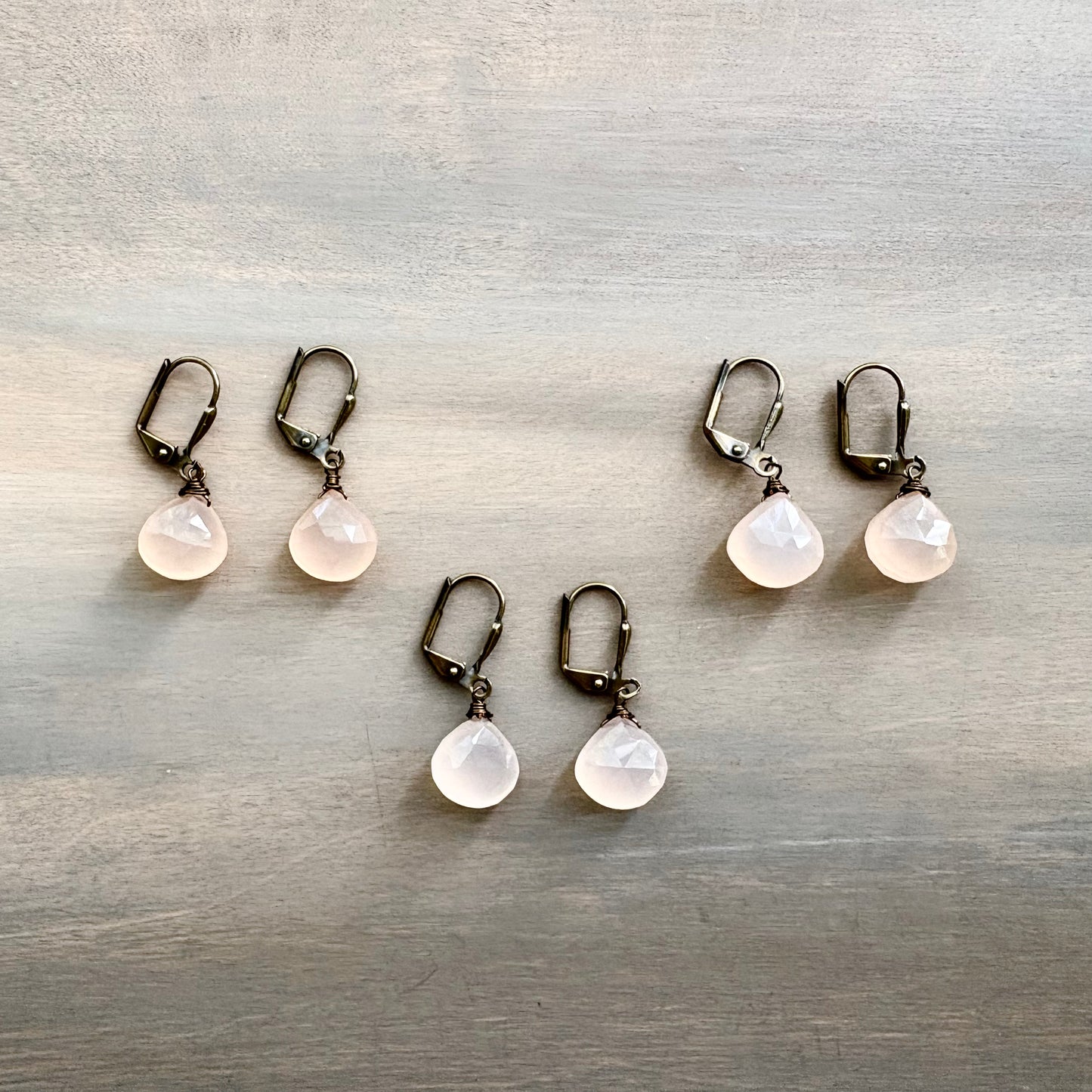 Faceted Peach Chalcedony Drop Earrings