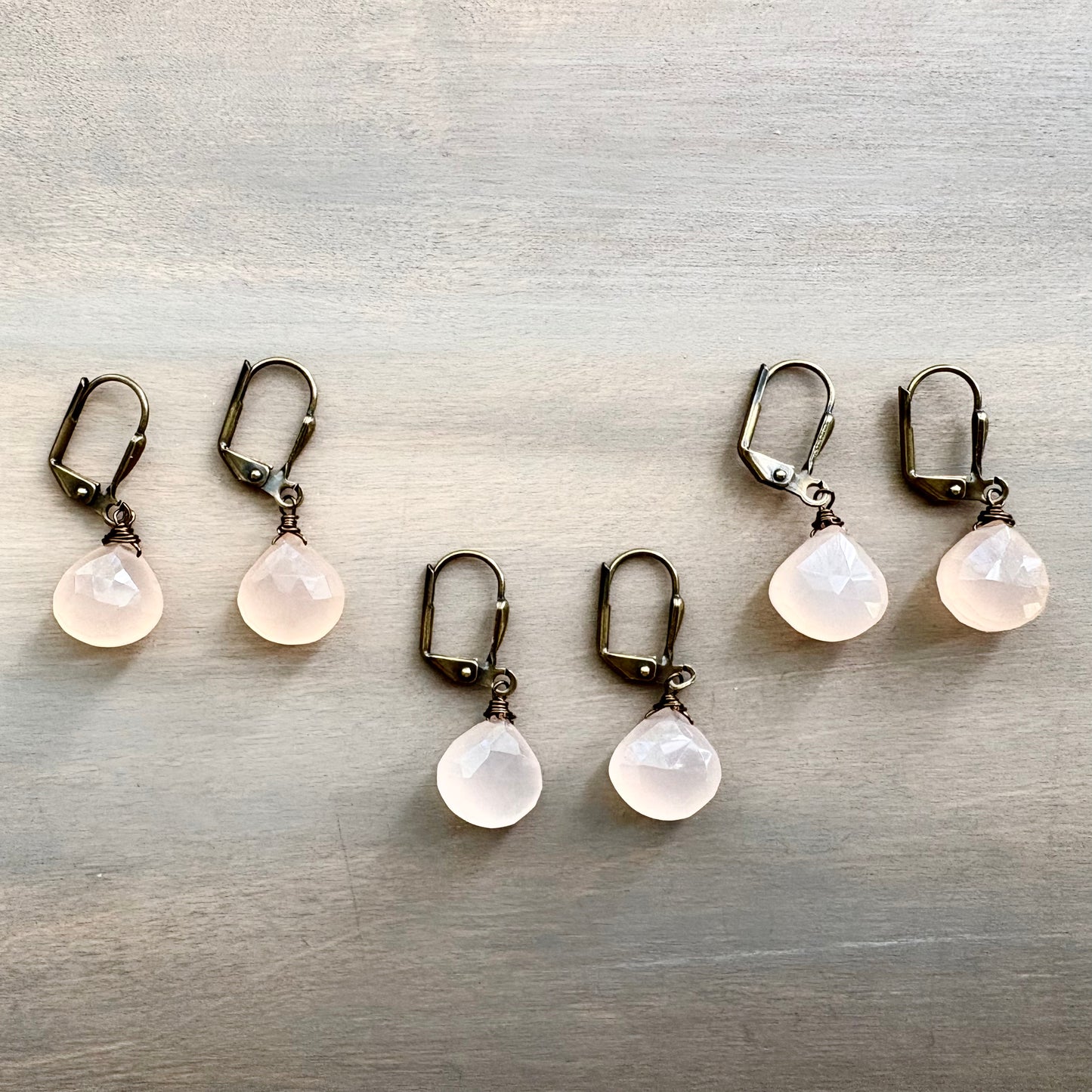 Faceted Peach Chalcedony Drop Earrings