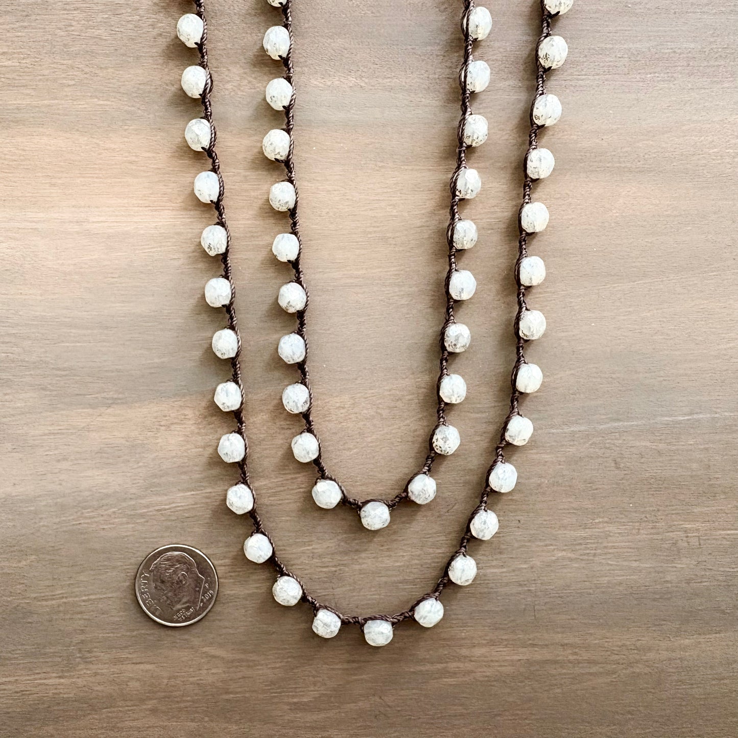 Long Frost  Crystal Necklace To Wear Long or Wrapped